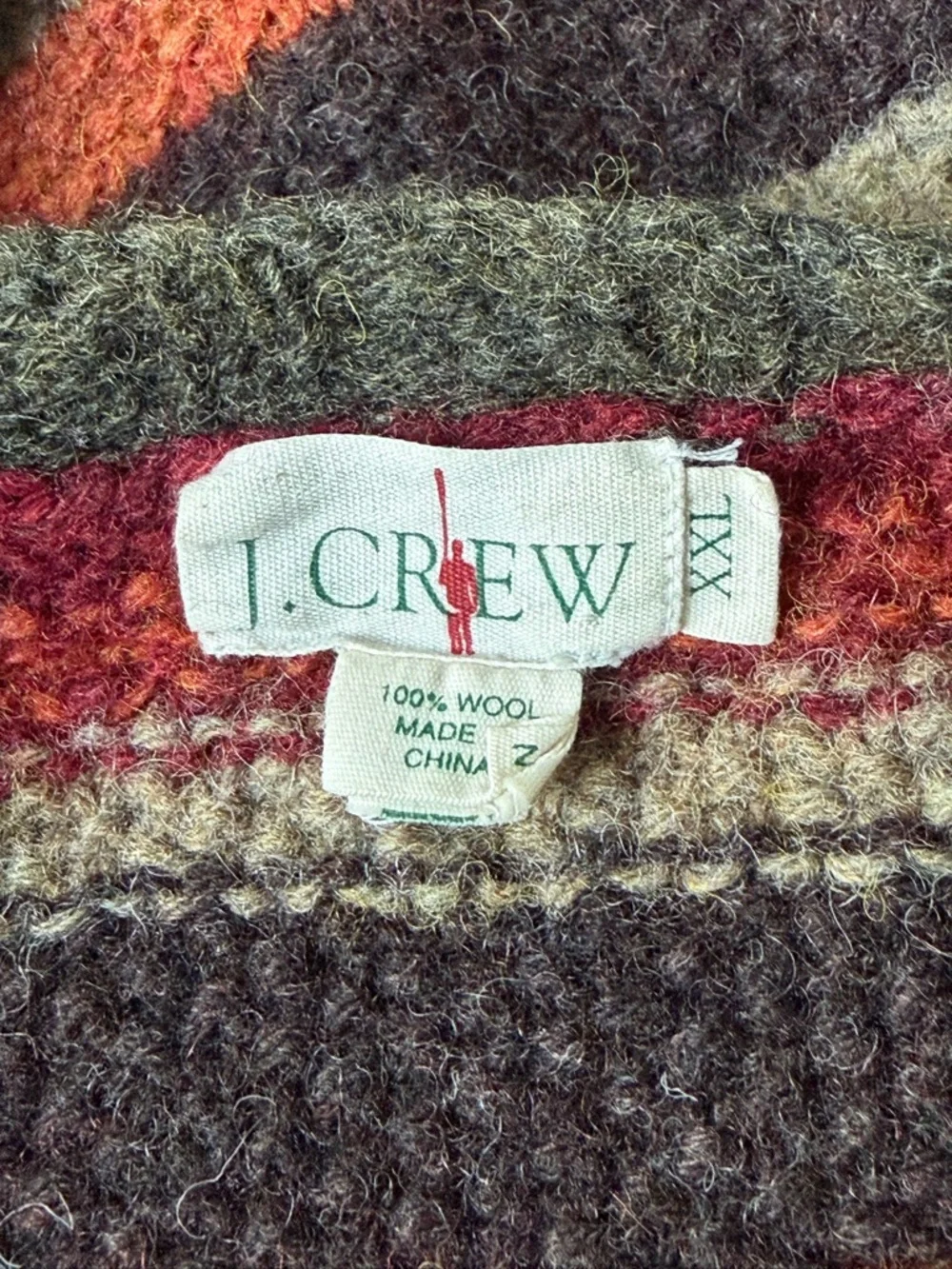 J. Crew vintage Men's 1990s grunge Striped 100% Wool Sweater XXL 39646